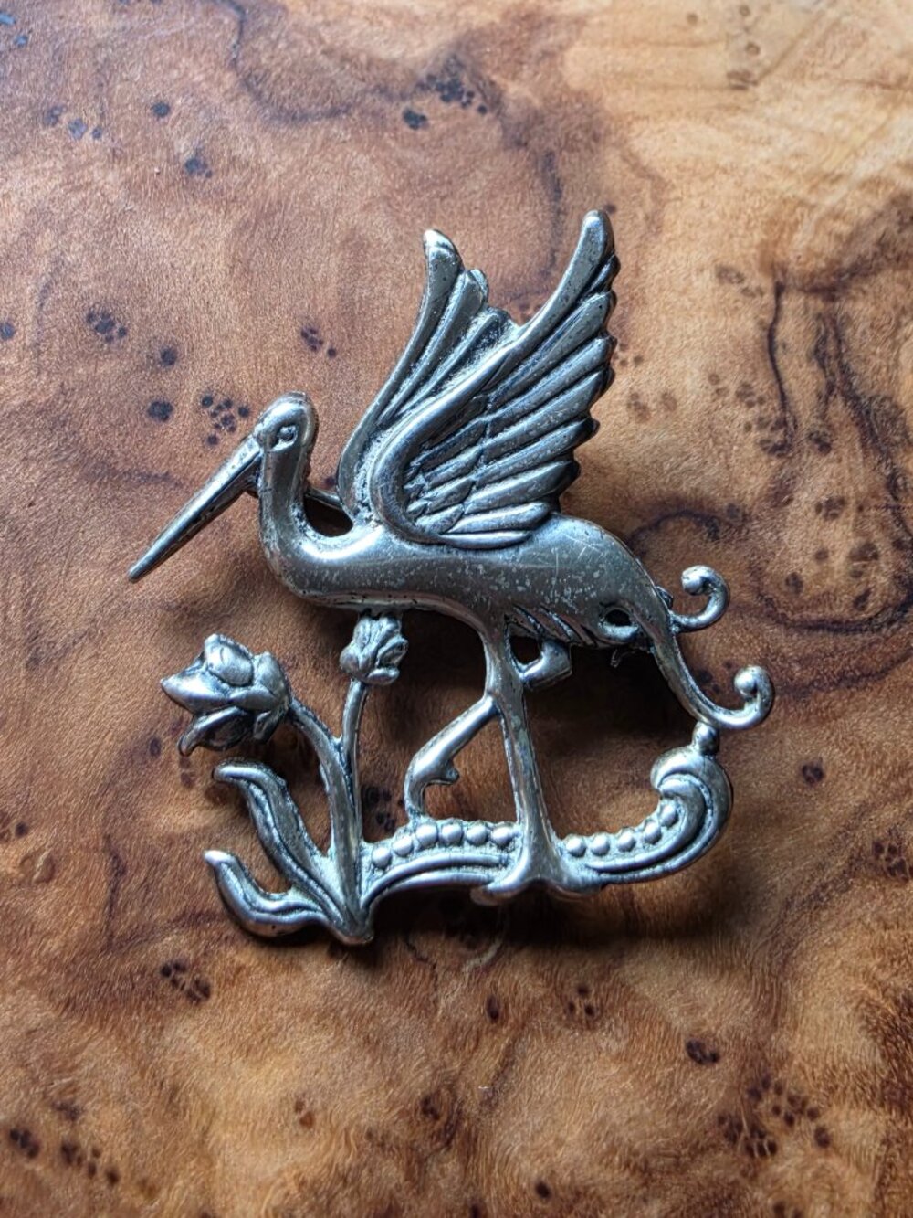 Vintage Sterling Crane Bird Brooch by Coro
